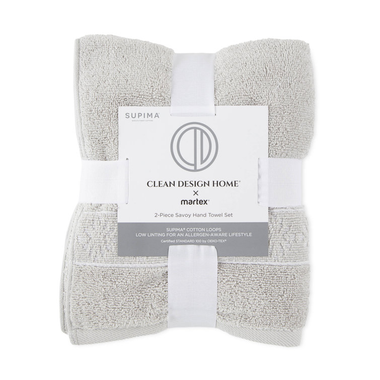 Clean Design Home Supima 2-Pack Hand Towel Set, Ivory, Cotton