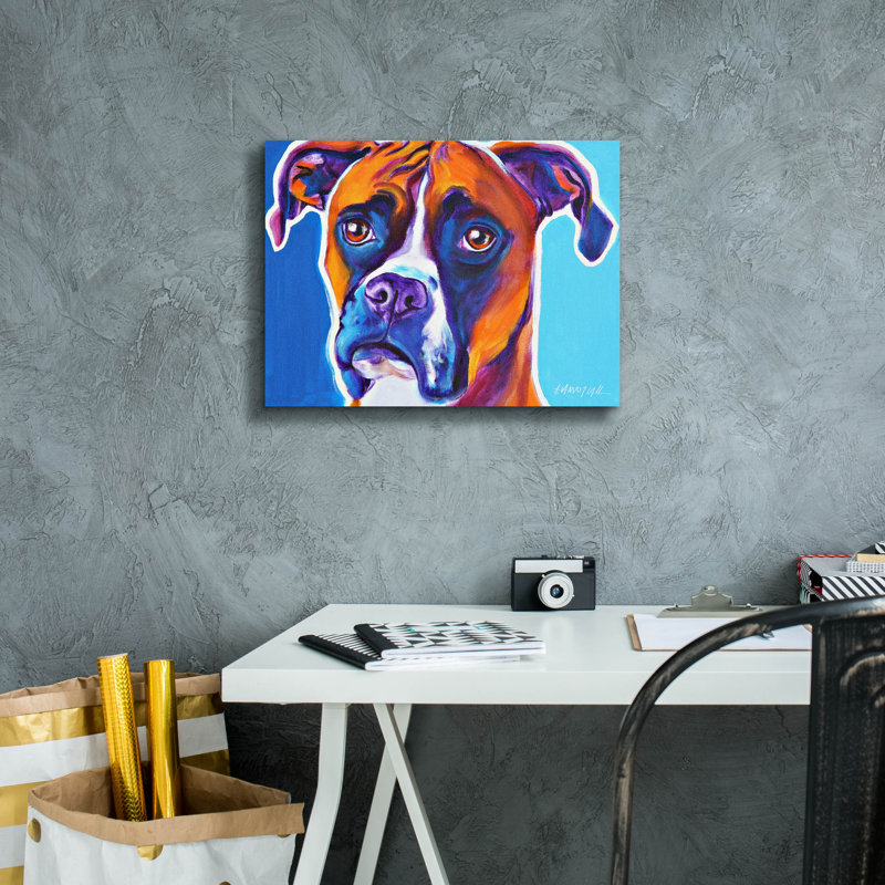 «Boxer - Rex» par Dawg Painter, H 12 po x l 16 po x P 0,75 po