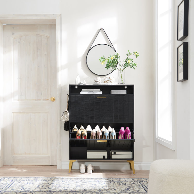 Armoire de rangement pour chaussures 16 paires, Noir
