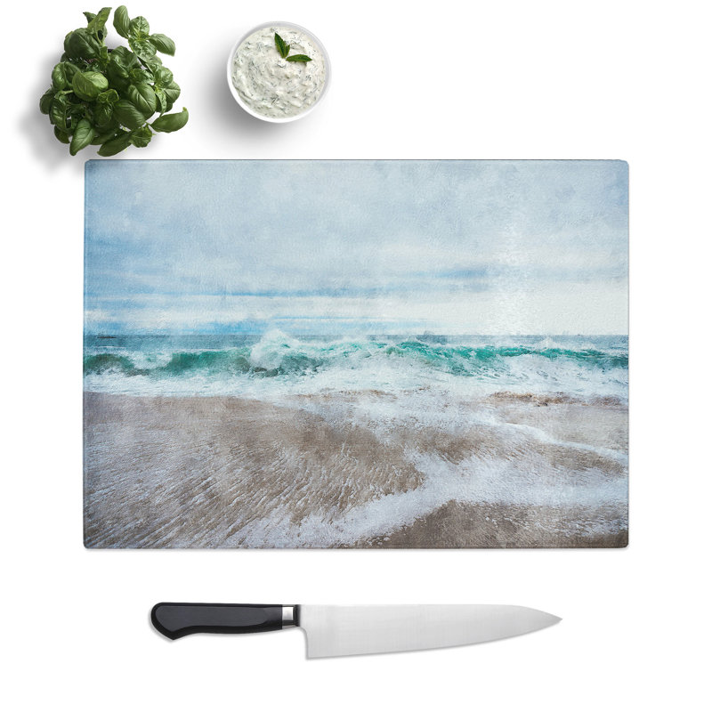 Tempered Glass Beach in Santa Cruz California Painting Chopping Board, 28.5 cm x 39 cm