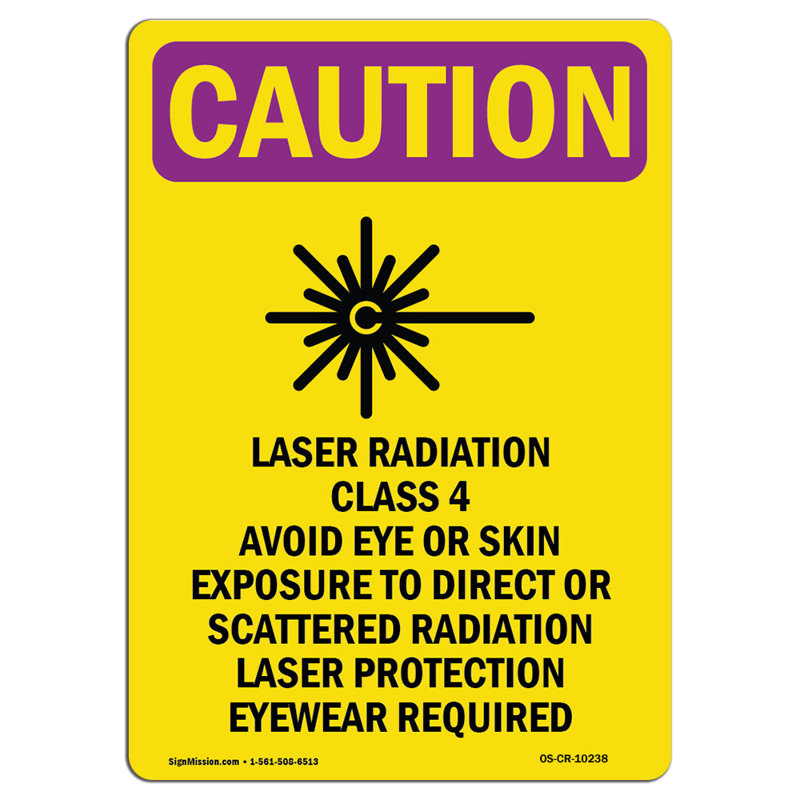 Classe de rayonnement laser avec symbole, H 18 po x l 12 po x P 0,1 po