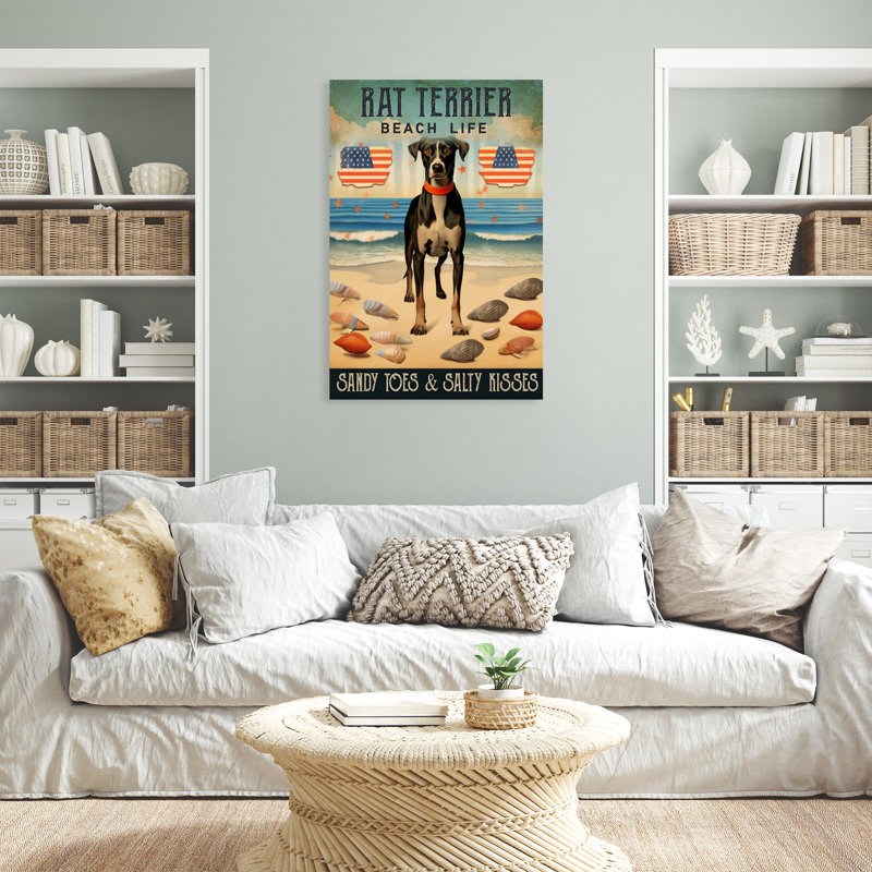" Rat Terrier Beach Life ", 36" H x 24" W x 1.25" D