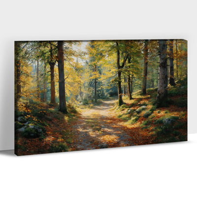 Art mural inspiré de la nature - sentier forestier, œuvre d'art sur toile pour le salon, décoration murale sereine pour la maison et le bureau, reproduction encadrée de qualité galerie, 24 po x 32 po