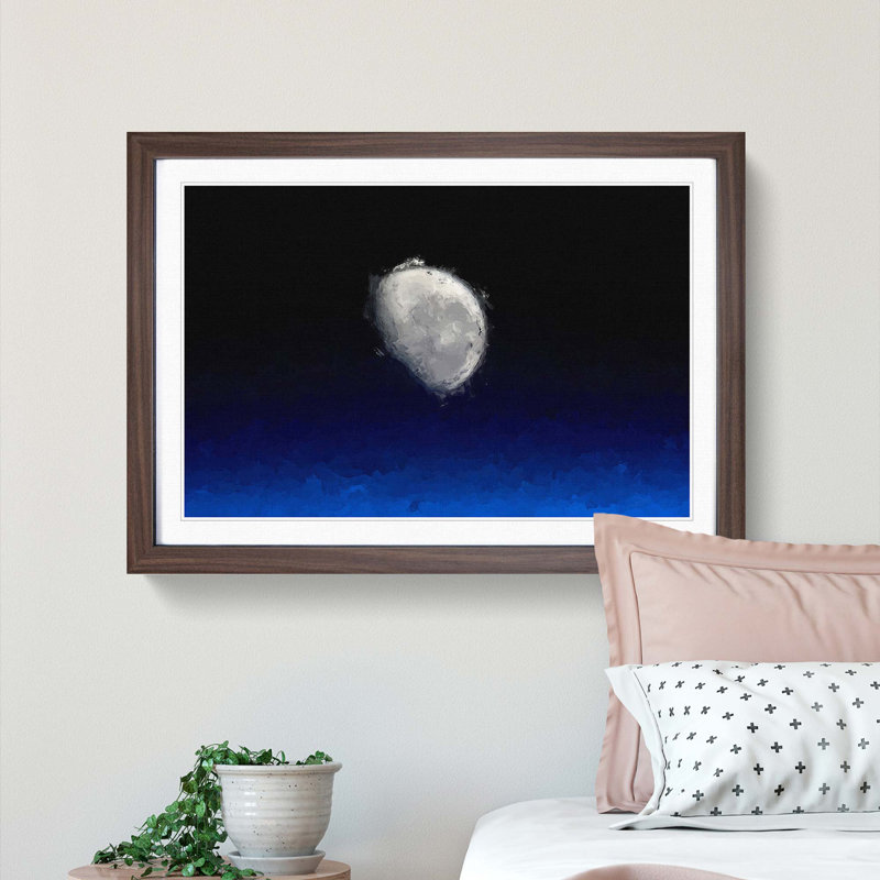 Close up of the Moon in Abstract - Picture Frame Graphic Art Print, 27cm H x 36cm W x 2cm D, Walnut Framed
