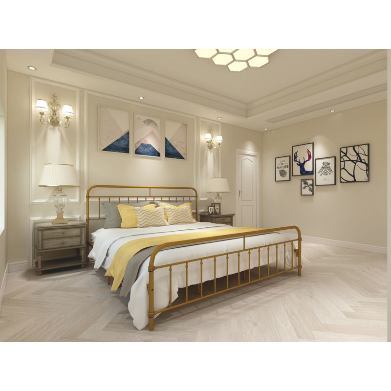 Colina Metal Bed, King, Light Gold