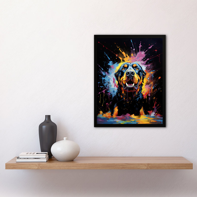 Rottweiler Dog Blue Orange Purple - Single Picture Frame Print