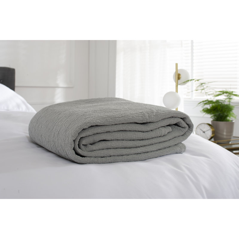 Guimraes Cotton Solid Colour Bedspread, Grey