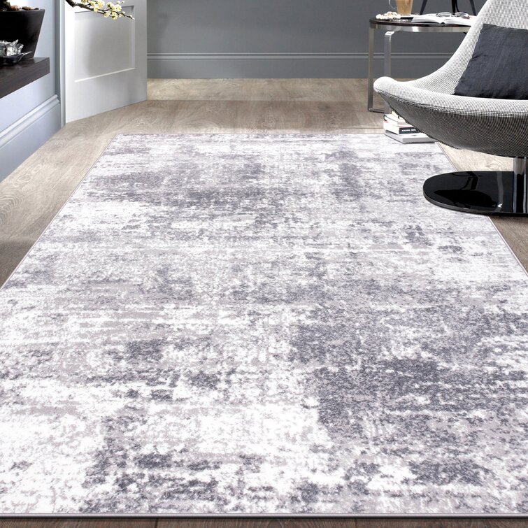 Nirvan Industrial Abstract Indoor Area Rug Gray/ivory - Captiv8e