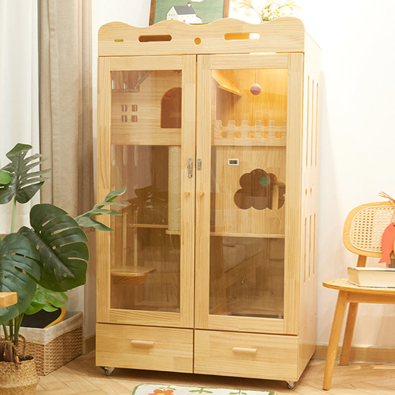 Rustic Style Solid Pine Cat House