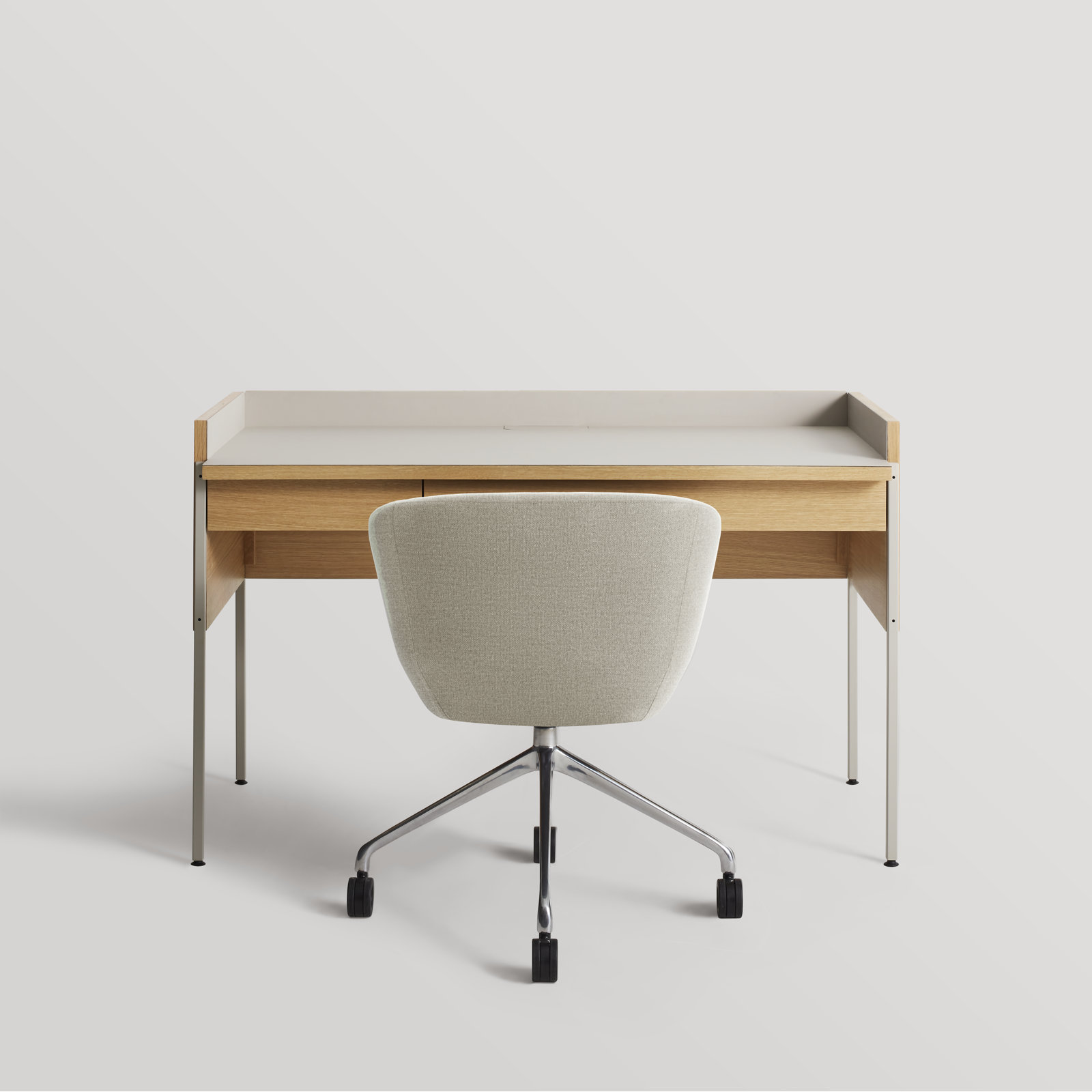 Tabloid Writing Desk, Putty/White Oak