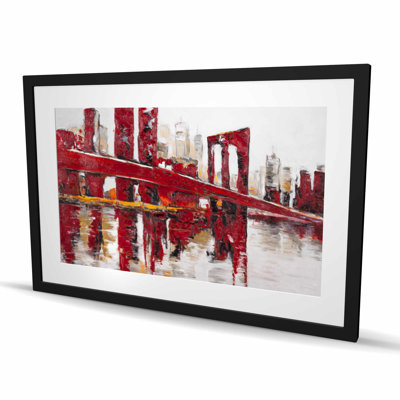 Abstract and Industrial Red Bridge | Man Cave Framed Print