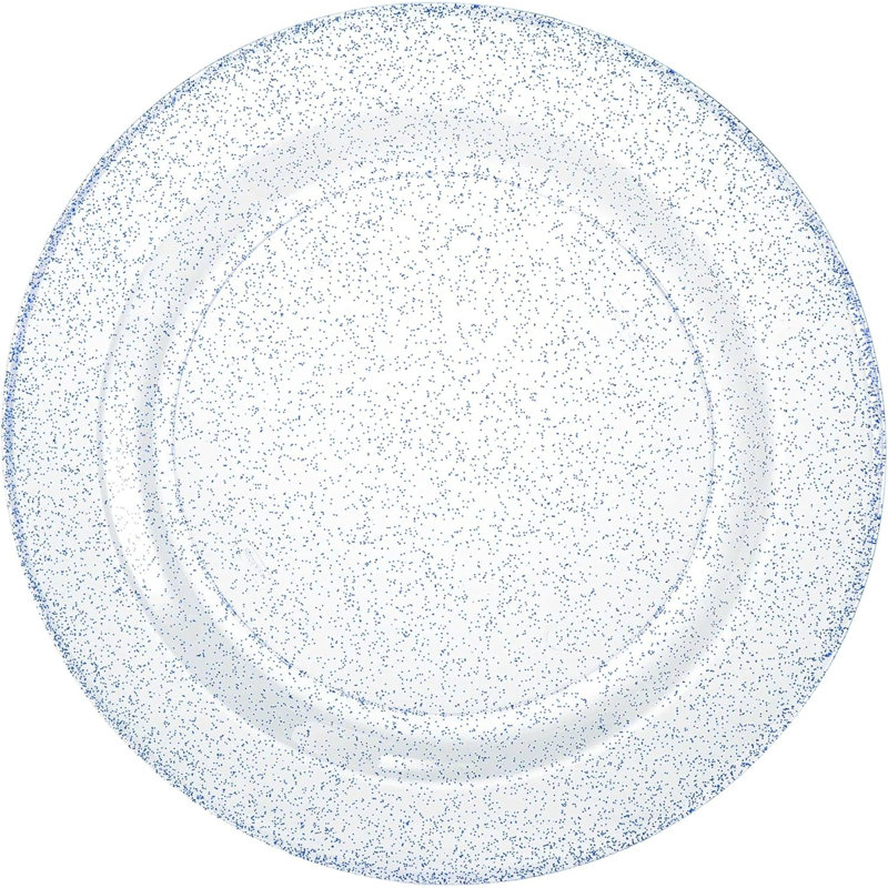 Assiettes à salade rondes en plastique bleues 7,5 po avec motif à paillettes - Assiettes jetables élégantes pour fêtes, mariages et événements - Vaisselle durable, élégante et réutilisable (10)