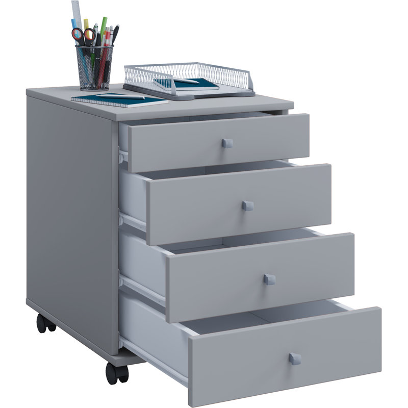 Rayiona 42cm Wide File Cabinet, 50cm H x 42cm W x 57cm D, Grey/Brown/Blue