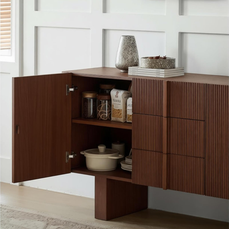 Buffet de rangement rétro minimaliste, H 33,46 po x l 70,87 po x P 17,72 po