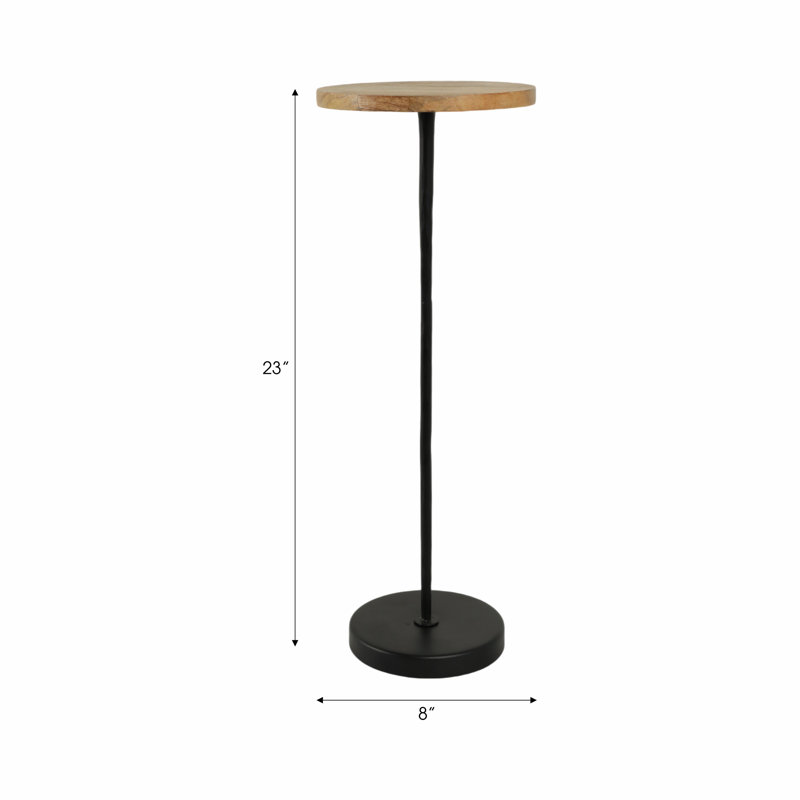 Metal and Marble 21"H Side Drink Table for Elegant and Functional Accent, Dark Brown