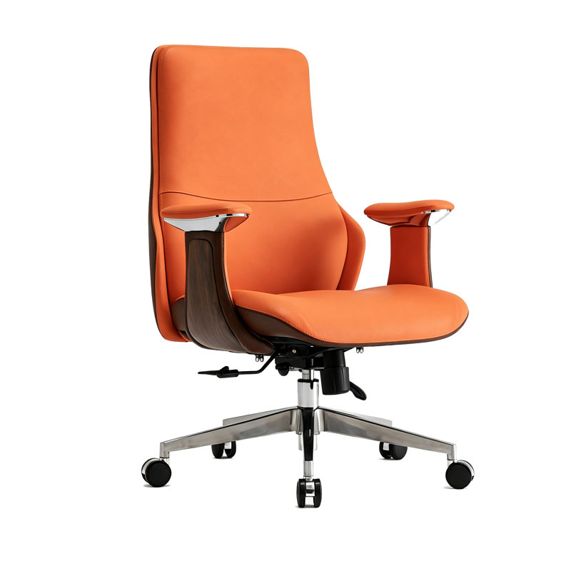 44.88" Italian Style Luxury Leather Executive Office Chair, Fashion High-End Design, Available in Orange/Black/Khaki/Dark Gray