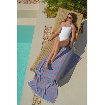 Turkish Beach Towel - Quick Dry Beach Towel is Essential for Enjoying A Day at The Beach | Sand Free Beach Towels for Clean and Comfortable Experience (Lobster, Large | 36 x 71)