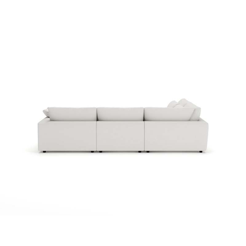 Remy 5-Piece Modular Chaise Sectional, Left Hand Facing, Macarena Beige Basketweave