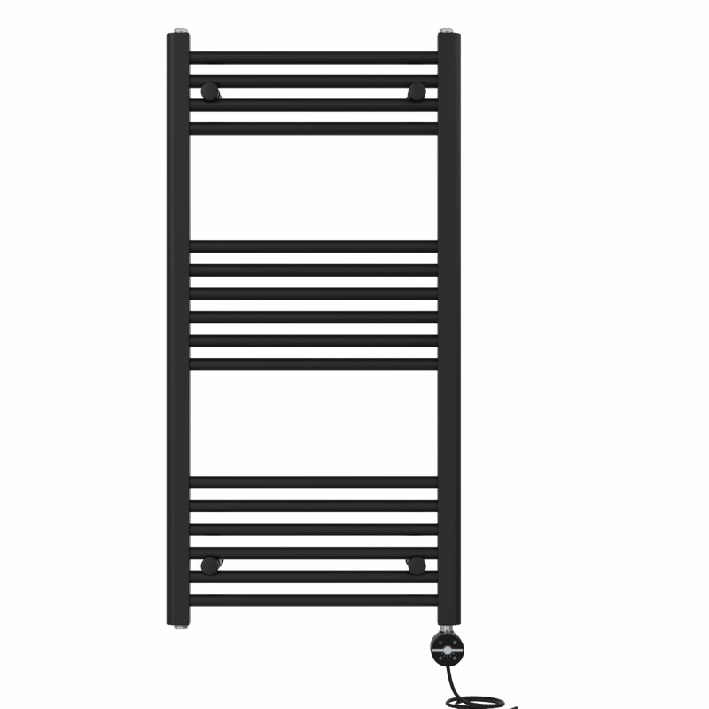 Devonshire Straight Towel Rail Heated Towel Rails, 100cm H x 50cm W x 3cm D, Black