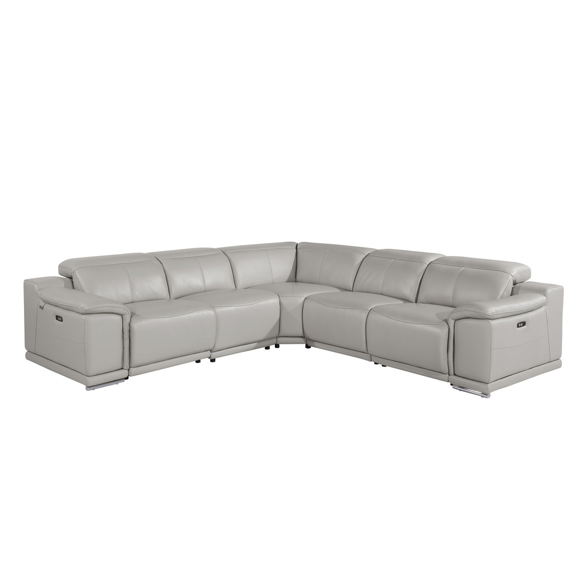 Orren Ellis Crasia 5 Piece Top Grain Italian Leather Reclining ...