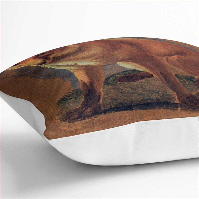 Study Of A Fox Square Throw Cushion, White, 55cm H x 55cm W x 20cm D
