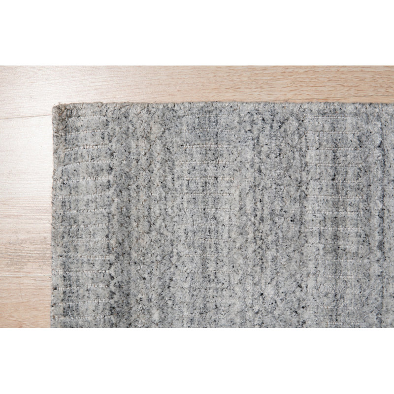 Gray Handloomed Wool Striated Tones Geometric Modern Contemporary Carpet Rug, 8' x 10'