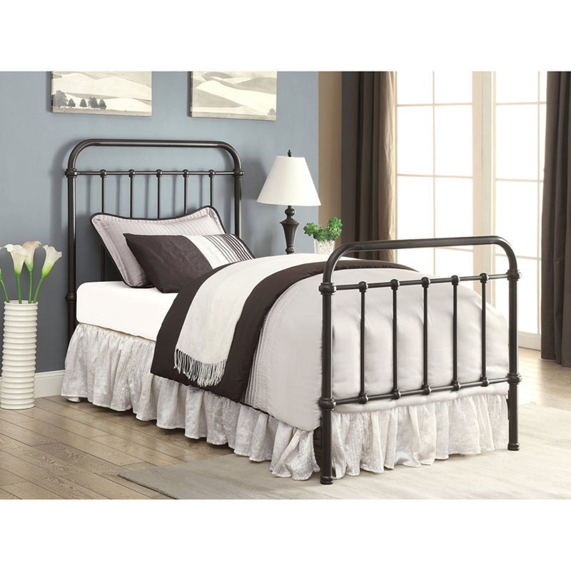 Dark Bronze Metal Spindle Twin Panel Bed