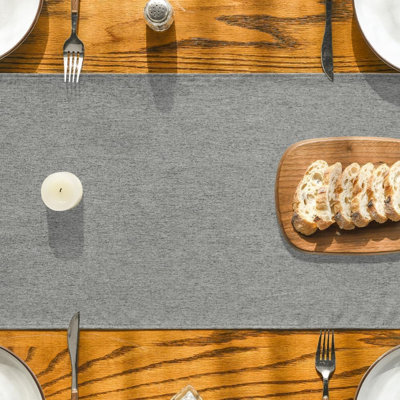 Light Grey Table Runner 40x180 cm | Seasonal Fall Winter Machine Washable Kitchen Dining Table Decoration for Home Party Decor