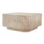 Table basse contemporaine en faux travertin avec plateau carré arrondi Nellis