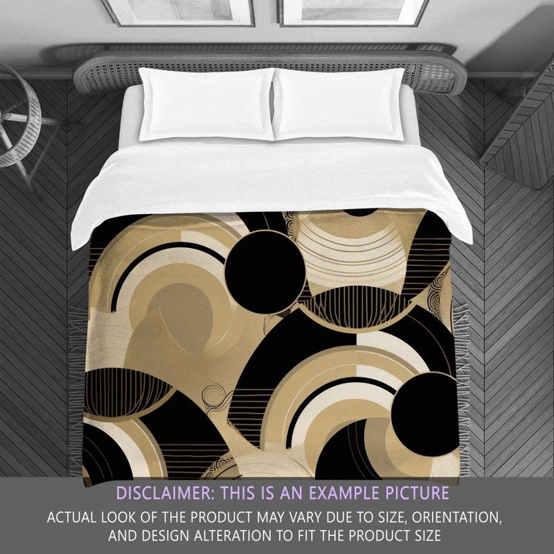 Funky Bedding, Black/Gold Abstract, Queen Comforter