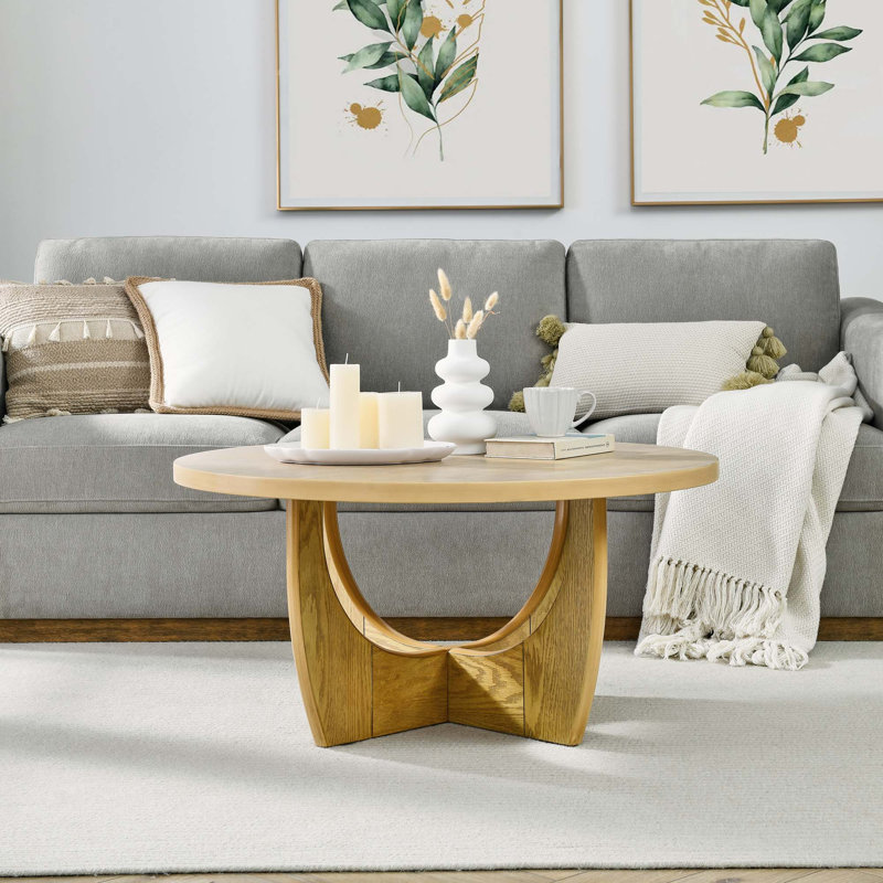 Table basse ronde en bois 36 po