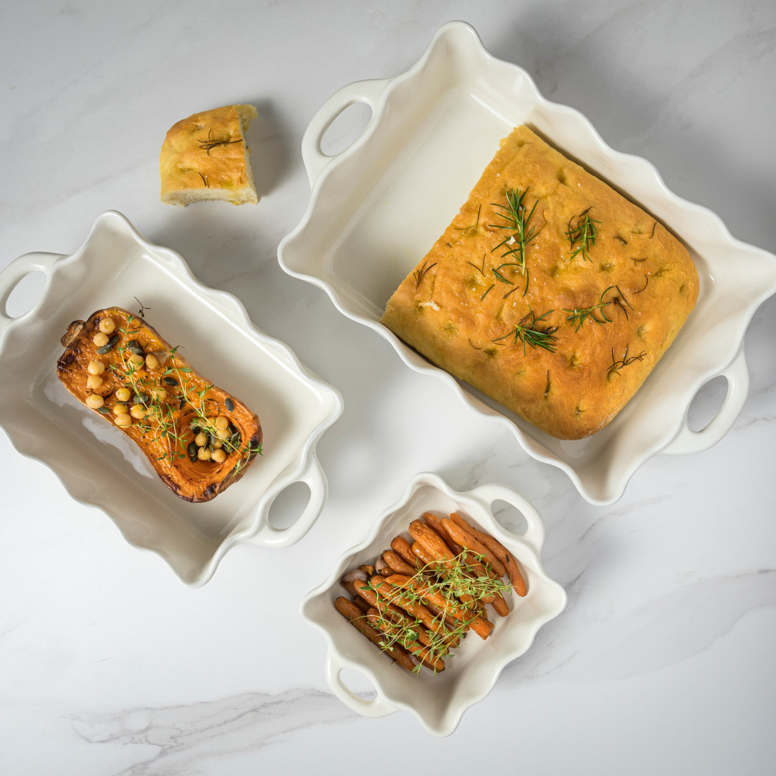 Cook and Host Rectangle Stoneware Baker, White