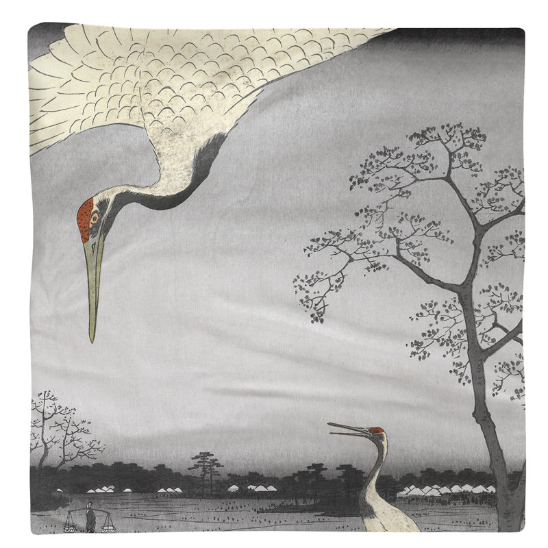 Utagawa Hiroshige Cotton No Pattern Square Napkin, Greyscale