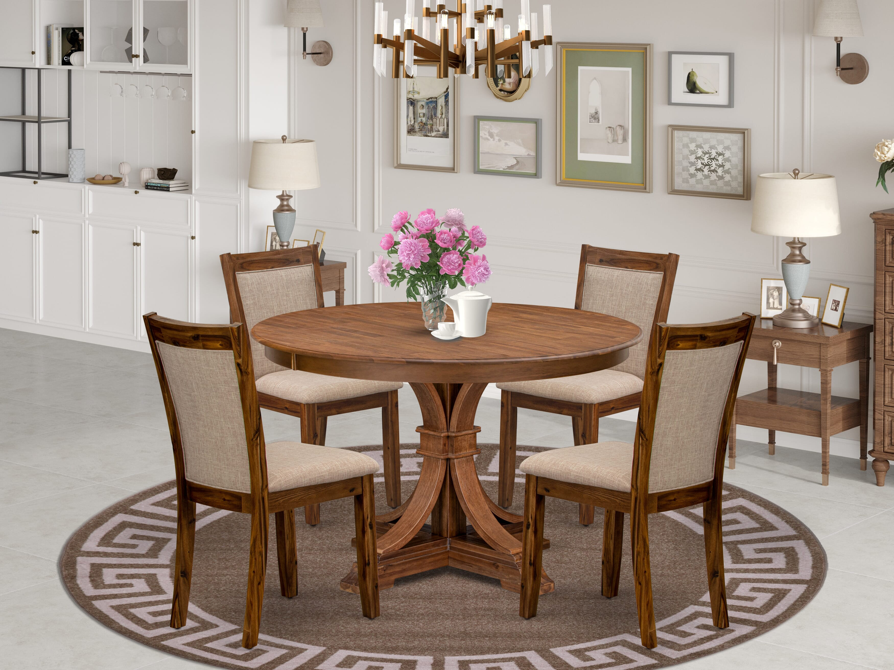 Lark Manor 5-Pc Mid-century Kitchen Set Includes a Pedestal Table and 4 ...