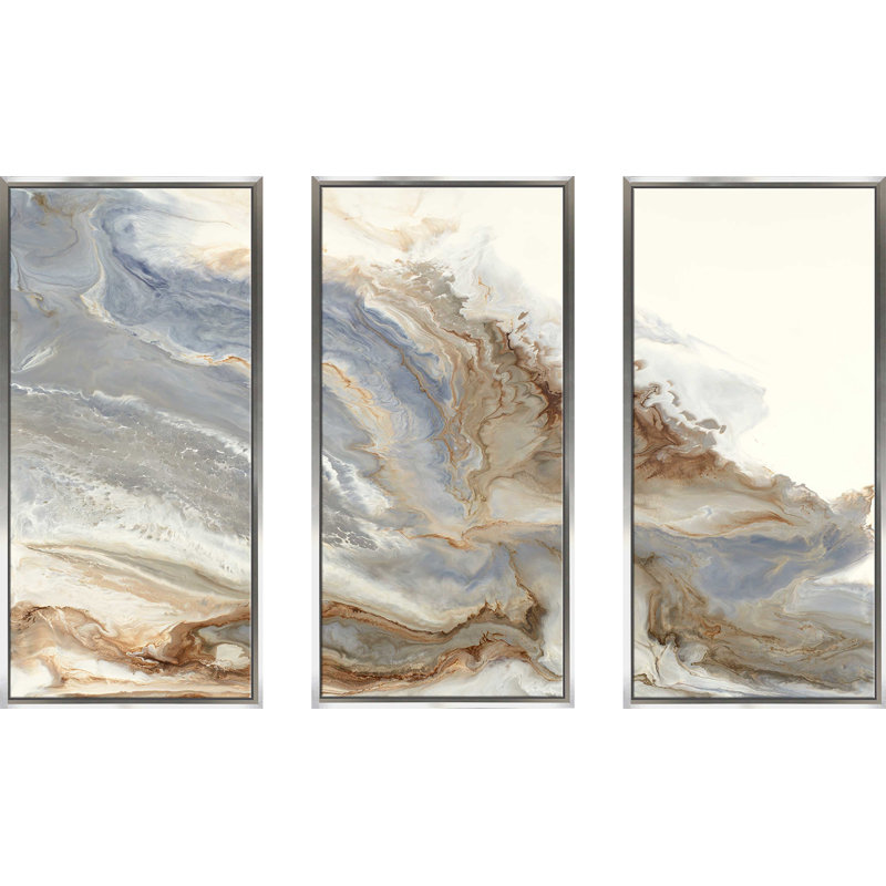 " Forthcoming " 3 - Pieces, 33.5" H x 52.5" W x 2" D, Silver Framed