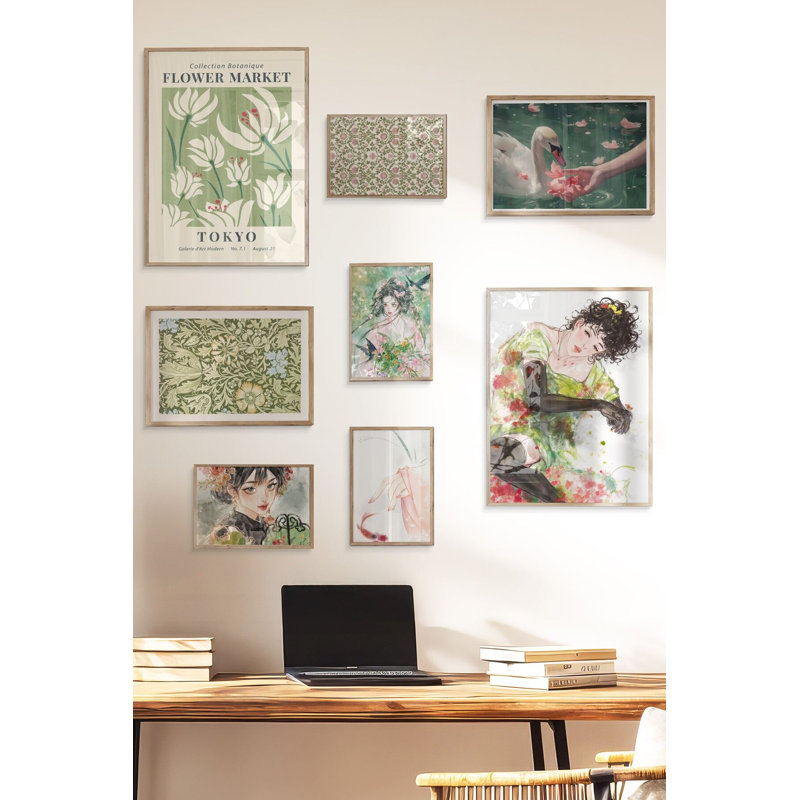 Peinture décorative encadrée (8 pièces), Brun
