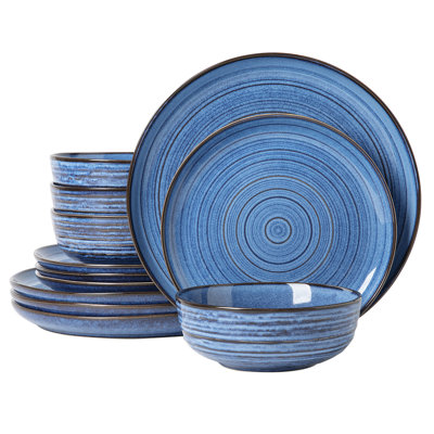  Halo Edge 12 Piece Stoneware Dinnerware Set, Service for 4