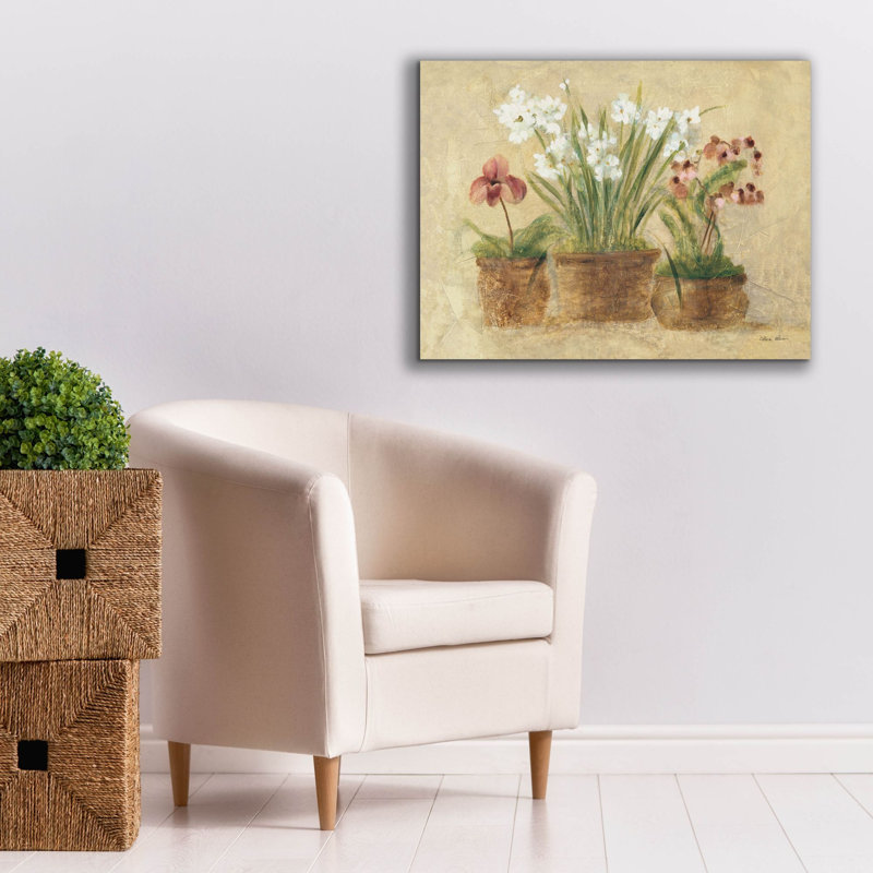 «Garden Orchid And Narcissus» par Cheri Blum, art mural sur toile, H 26 po x l 34 po x P 1,5 po