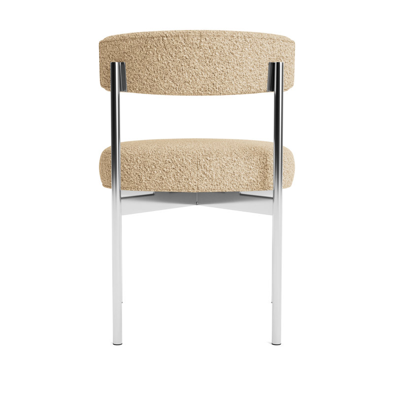Remy Upholstered Dining Chair, Berber - Dune, Polished Stainless Steel