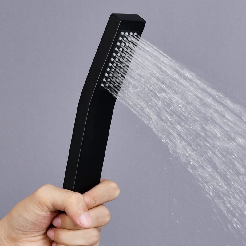 Square Complete Shower System Showerhead with Rough-In Valve All-In-One Kit, 1.8, Matte Black