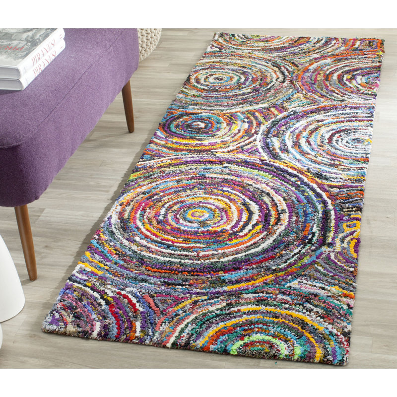 Tapis en coton touffeté à la main Anaheim, Tapis de couloir 2 pi 3 po x 8 pi