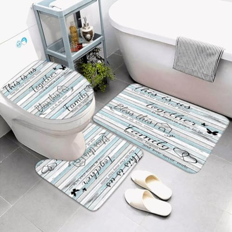 Ensemble de rideau de douche 4Pcs Family, Bois