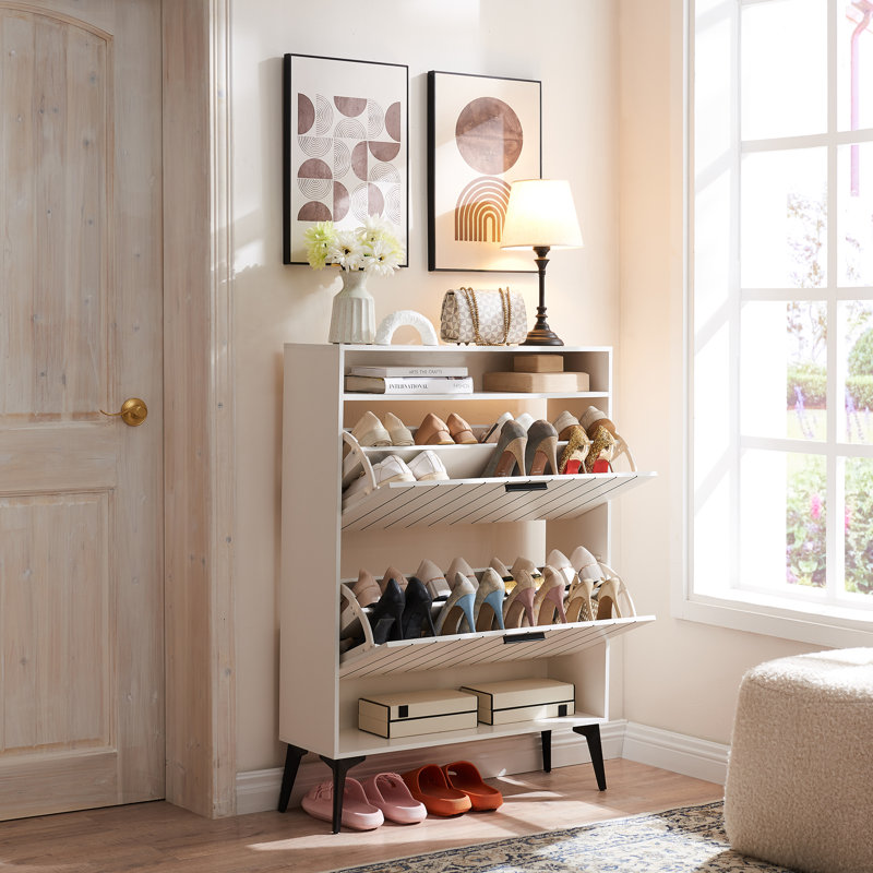 Armoire de rangement pour chaussures 16 paires, Blanc