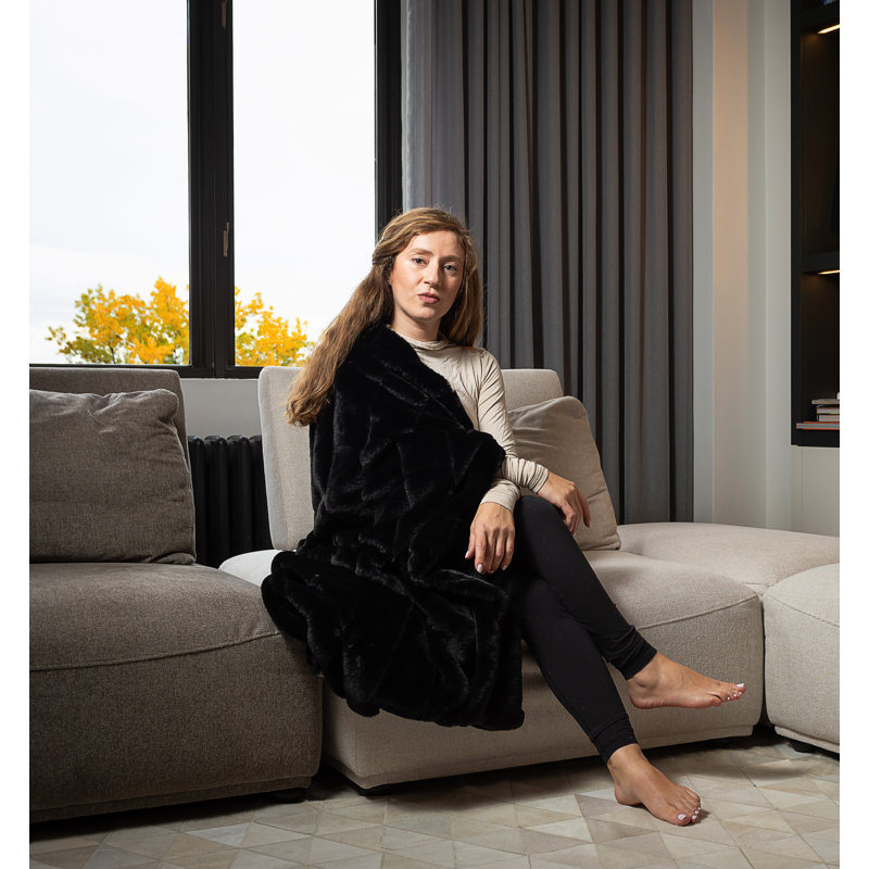 Jeté en fausse fourrure Premier Luxury, Noir