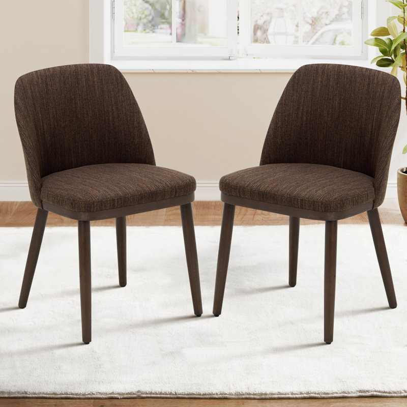 Upholstered Solid Wood Dining Chair, Brown
