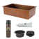 33" Antique Hammered Copper Kitchen Single Basin Sink with Matching Drain and Accessories