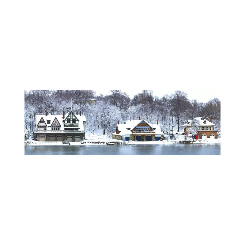 Boathouse Row At The Waterfront, Schuylkill River - Wrapped Canvas Panoramic Print, 30.48 cm H x 91.44 cm W x 1.91 cm D