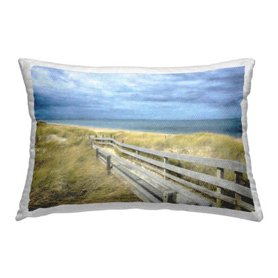 Sandy Boardwalk View Outdoor Printed Pillow by Graffi*tee Studios