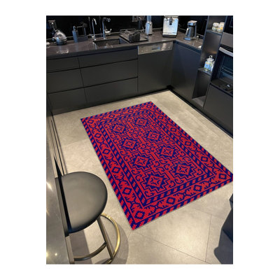 Tapis tissé à motif ethnique lavable à la machine