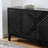 Wood Console Table with   Geometric Pattern & Adjustable Shelves-1889556385